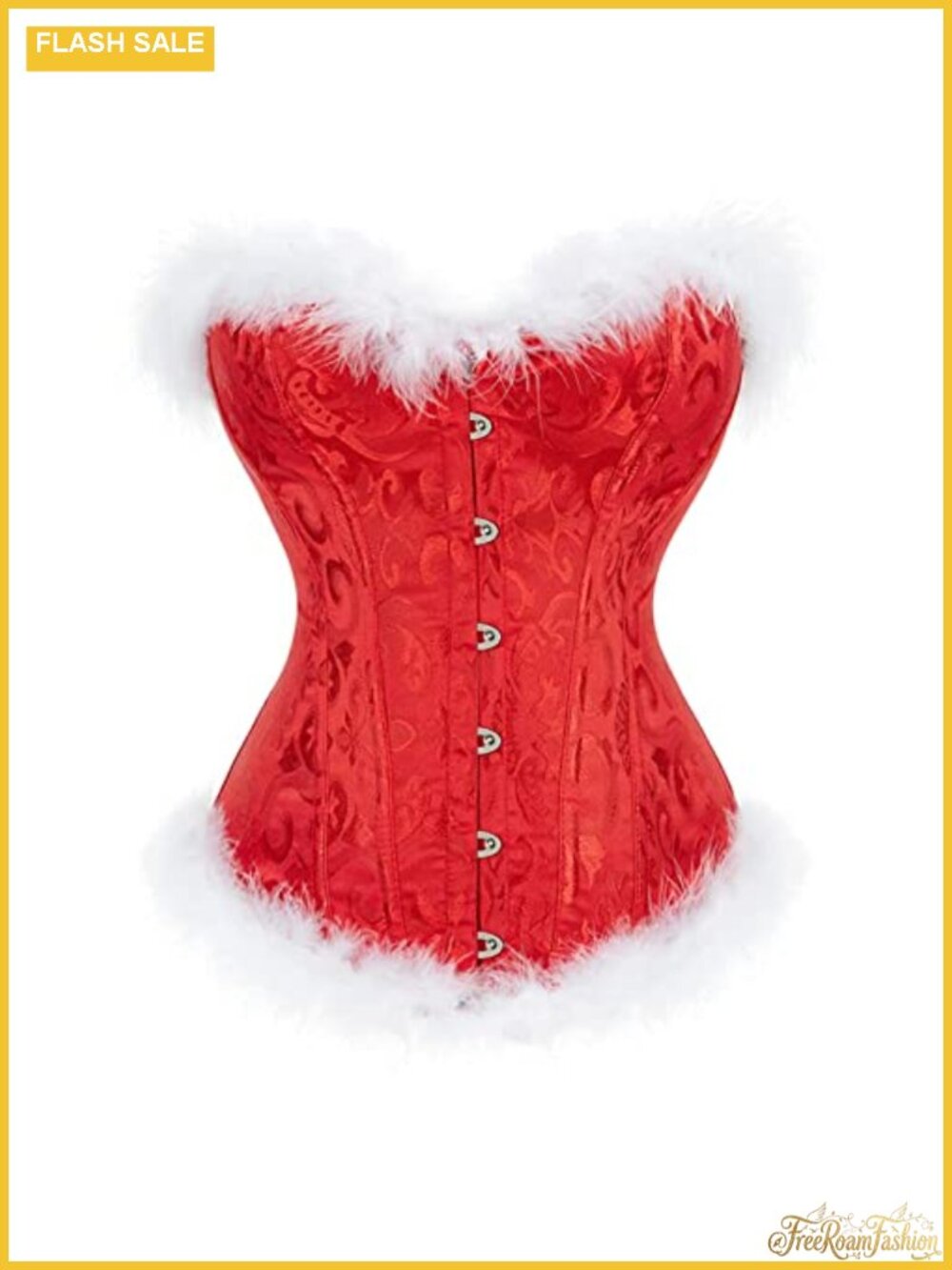 Fur Trim Lace Up Boned Corset Top Bustier Shaper Cosplay